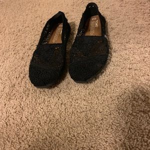 Black TOMS crochet flats